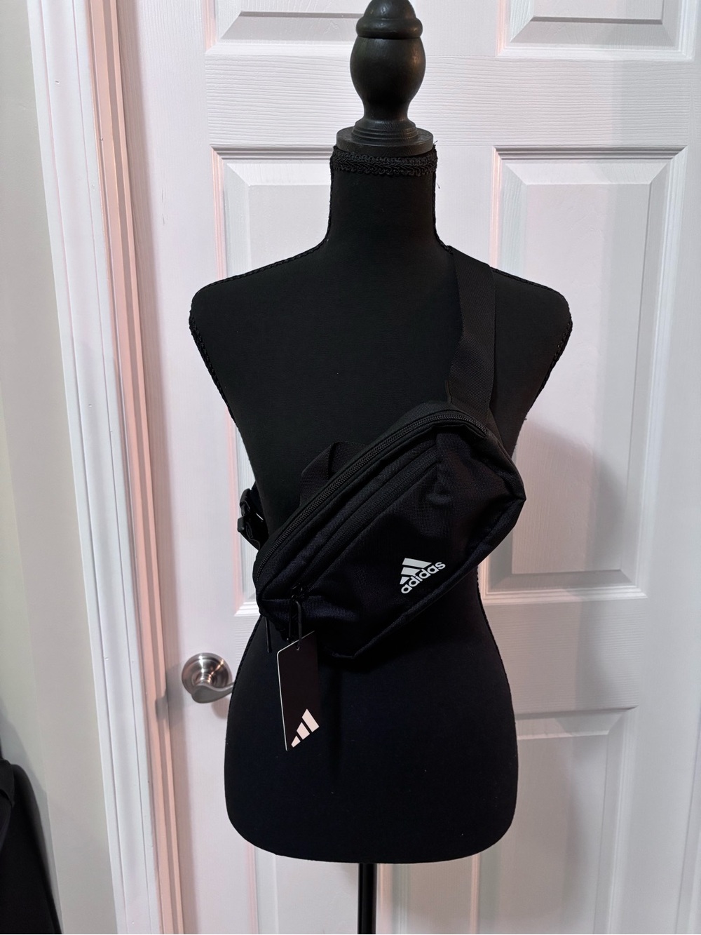 adidas Black Waist Pack with White Logo